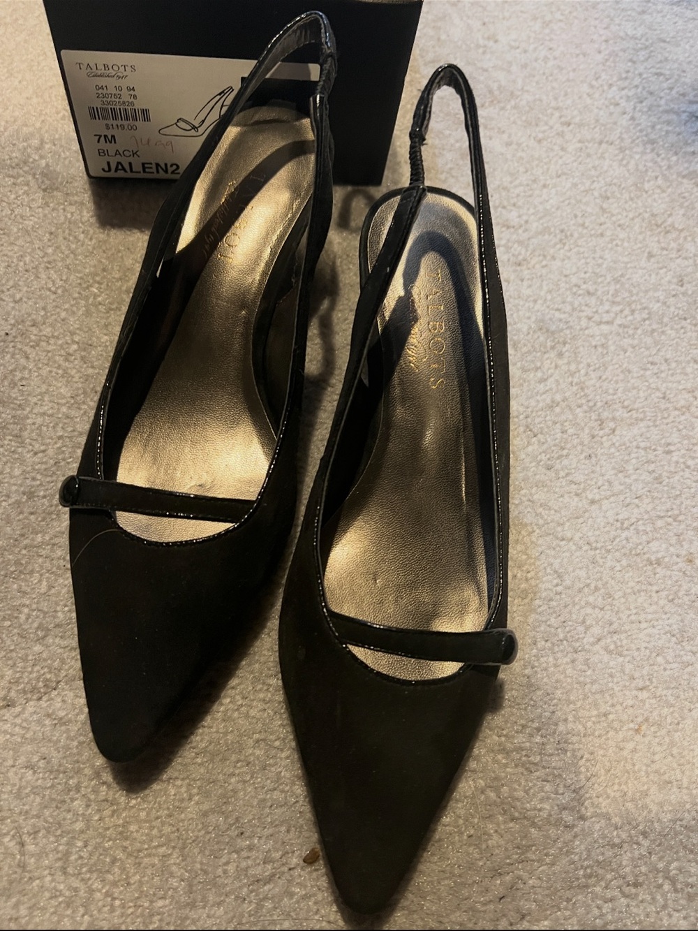 Talbots Black Pointed-Toe Slingback Pumps